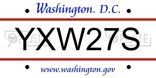 YXW27S District Of Columbia License Plate