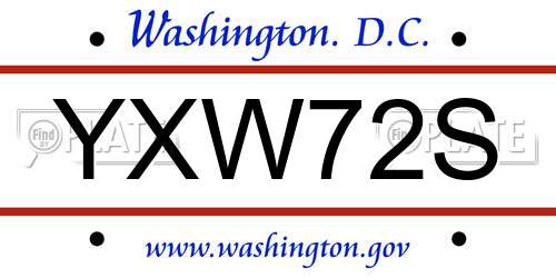 YXW72S District Of Columbia License Plate
