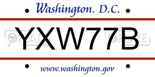 YXW77B District Of Columbia License Plate