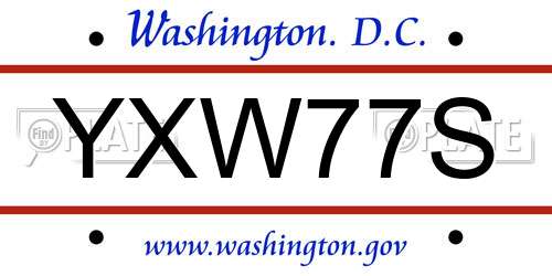 YXW77S District Of Columbia License Plate