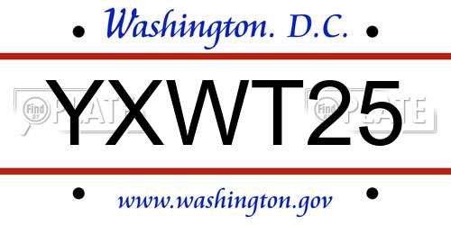 YXWT25 District Of Columbia License Plate