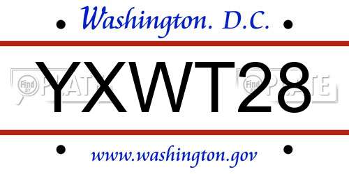 YXWT28 District Of Columbia License Plate