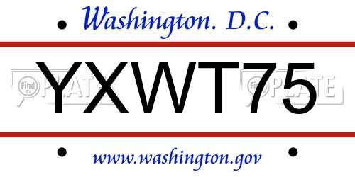 YXWT75 District Of Columbia License Plate