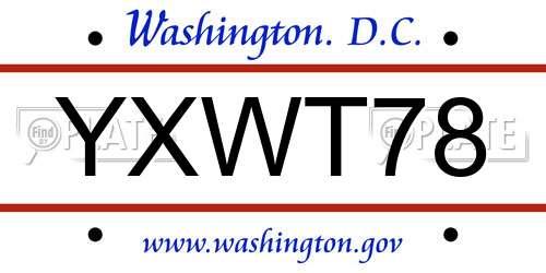 YXWT78 District Of Columbia License Plate