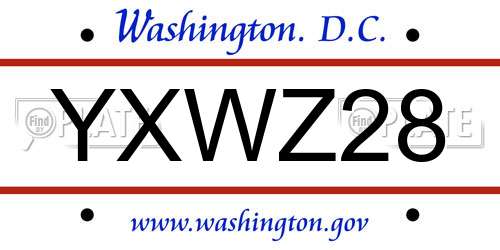 YXWZ28 District Of Columbia License Plate