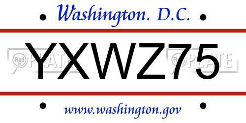YXWZ75 District Of Columbia License Plate
