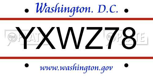 YXWZ78 District Of Columbia License Plate