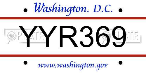 YYR369 District Of Columbia License Plate
