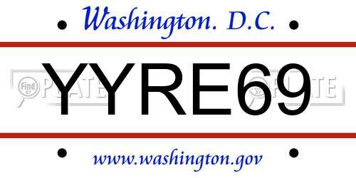 YYRE69 District Of Columbia License Plate