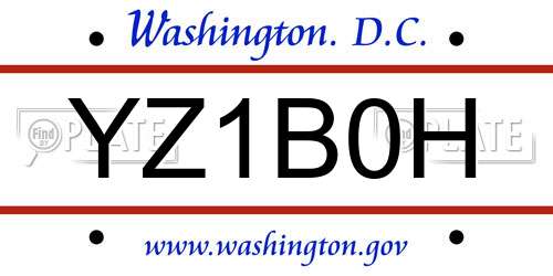 YZ1B0H District Of Columbia License Plate