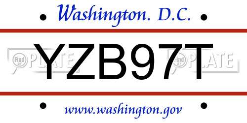 YZB97T District Of Columbia License Plate
