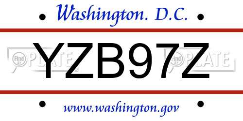 YZB97Z District Of Columbia License Plate