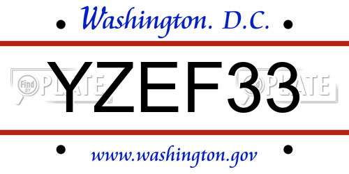 YZEF33 District Of Columbia License Plate