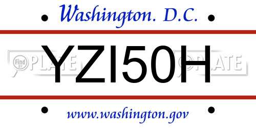 YZI50H District Of Columbia License Plate