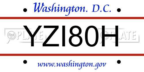 YZI80H District Of Columbia License Plate