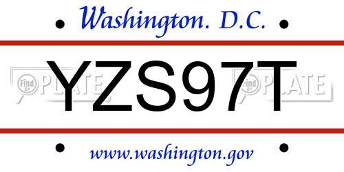 YZS97T District Of Columbia License Plate