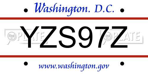 YZS97Z District Of Columbia License Plate