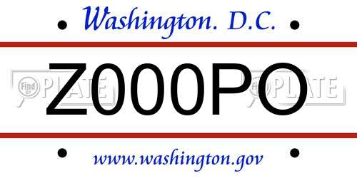 Z000PO District Of Columbia License Plate
