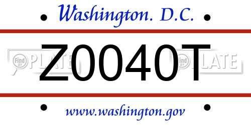 Z0040T District Of Columbia License Plate