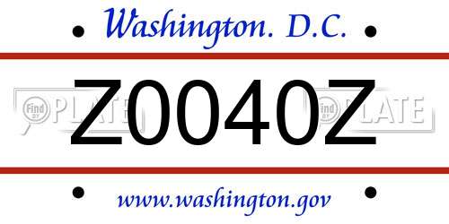 Z0040Z District Of Columbia License Plate