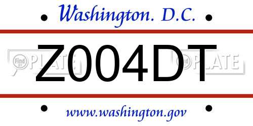 Z004DT District Of Columbia License Plate