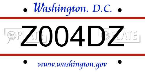 Z004DZ District Of Columbia License Plate