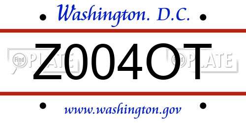 Z004OT District Of Columbia License Plate