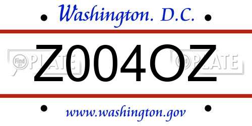 Z004OZ District Of Columbia License Plate