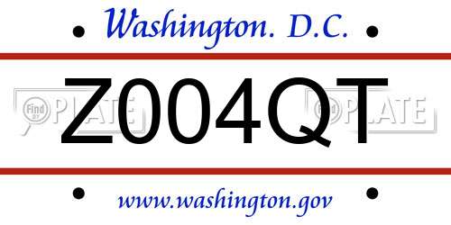 Z004QT District Of Columbia License Plate
