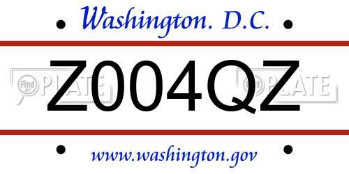 Z004QZ District Of Columbia License Plate