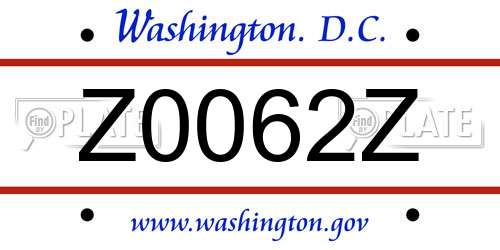 Z0062Z District Of Columbia License Plate