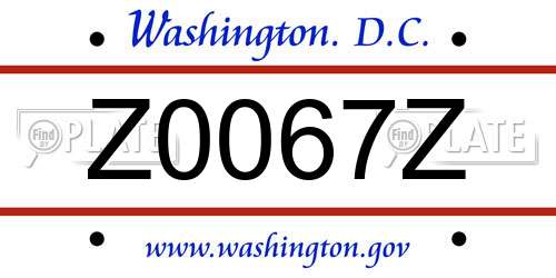 Z0067Z District Of Columbia License Plate