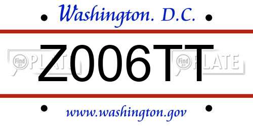 Z006TT District Of Columbia License Plate
