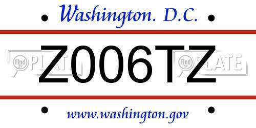Z006TZ District Of Columbia License Plate