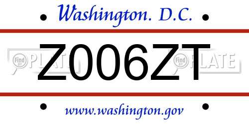 Z006ZT District Of Columbia License Plate