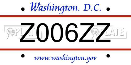 Z006ZZ District Of Columbia License Plate