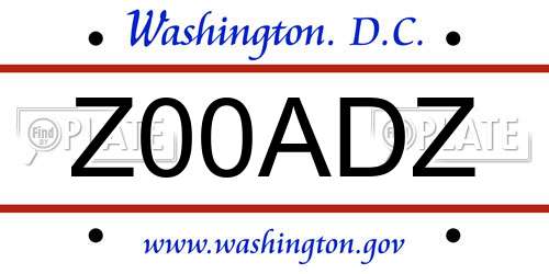 Z00ADZ District Of Columbia License Plate
