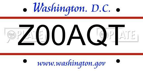 Z00AQT District Of Columbia License Plate