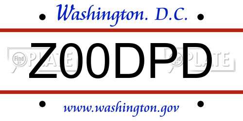Z00DPD District Of Columbia License Plate