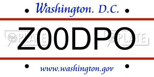 Z00DPO District Of Columbia License Plate