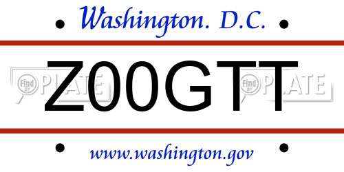 Z00GTT District Of Columbia License Plate