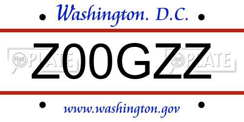 Z00GZZ District Of Columbia License Plate