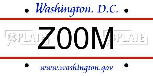 Z00M District Of Columbia License Plate