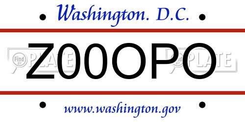 Z00OPO District Of Columbia License Plate