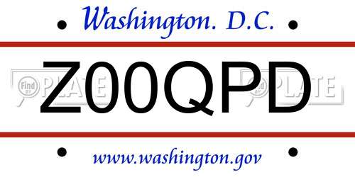 Z00QPD District Of Columbia License Plate