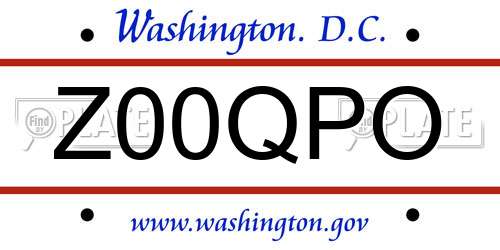 Z00QPO District Of Columbia License Plate