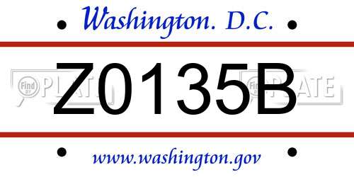 Z0135B District Of Columbia License Plate