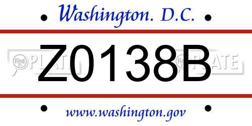 Z0138B District Of Columbia License Plate