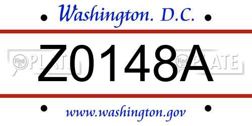 Z0148A District Of Columbia License Plate