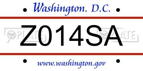 Z014SA District Of Columbia License Plate